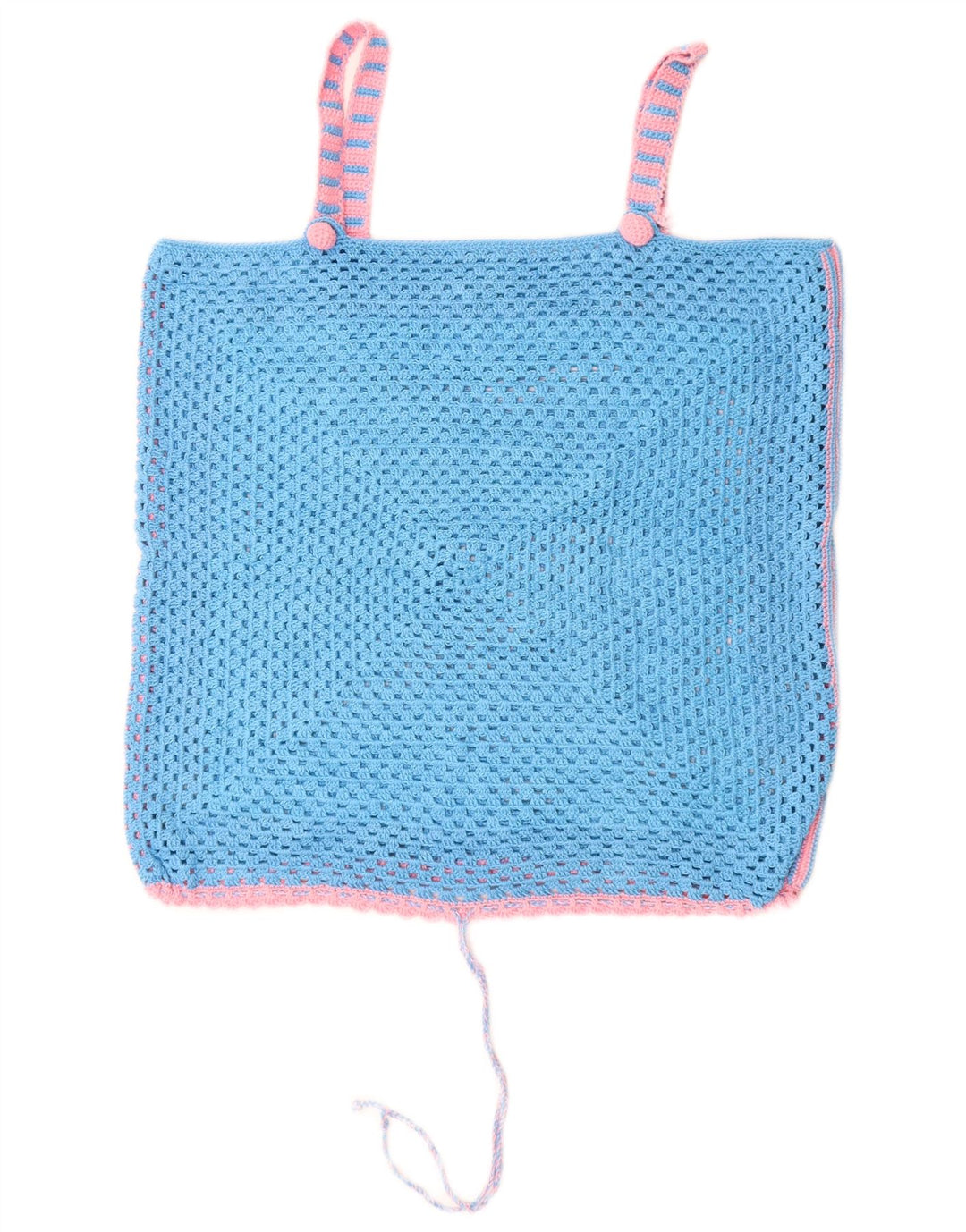 ВИНТАЖНЫЙ женский топ на бретельках крючком UK 14, средний синий