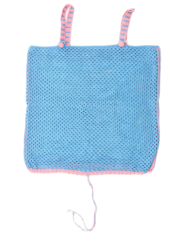 ВИНТАЖНЫЙ женский топ на бретельках крючком UK 14, средний синий