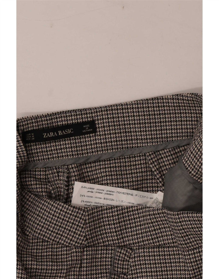Женские узкие брюки чинос Zara Medium W28 L26, серые, полиэстер с узором «гусиные лапки»