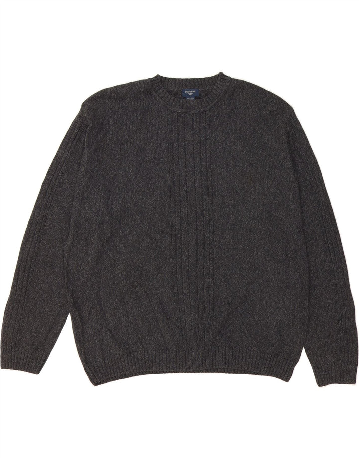 DOCKERS Mens Crew Neck Jumper Sweater 2XL Grey Cotton Vintage Dockers and Second-Hand Dockers from Messina Hembry 