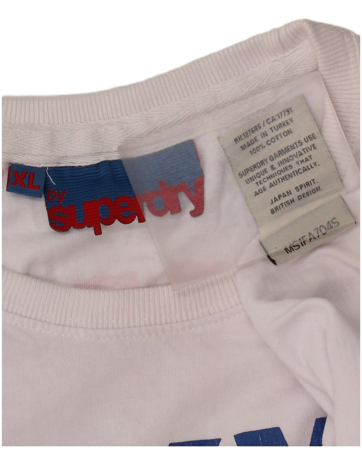Мужская футболка с рисунком Superdry, топ XL, белый хлопок