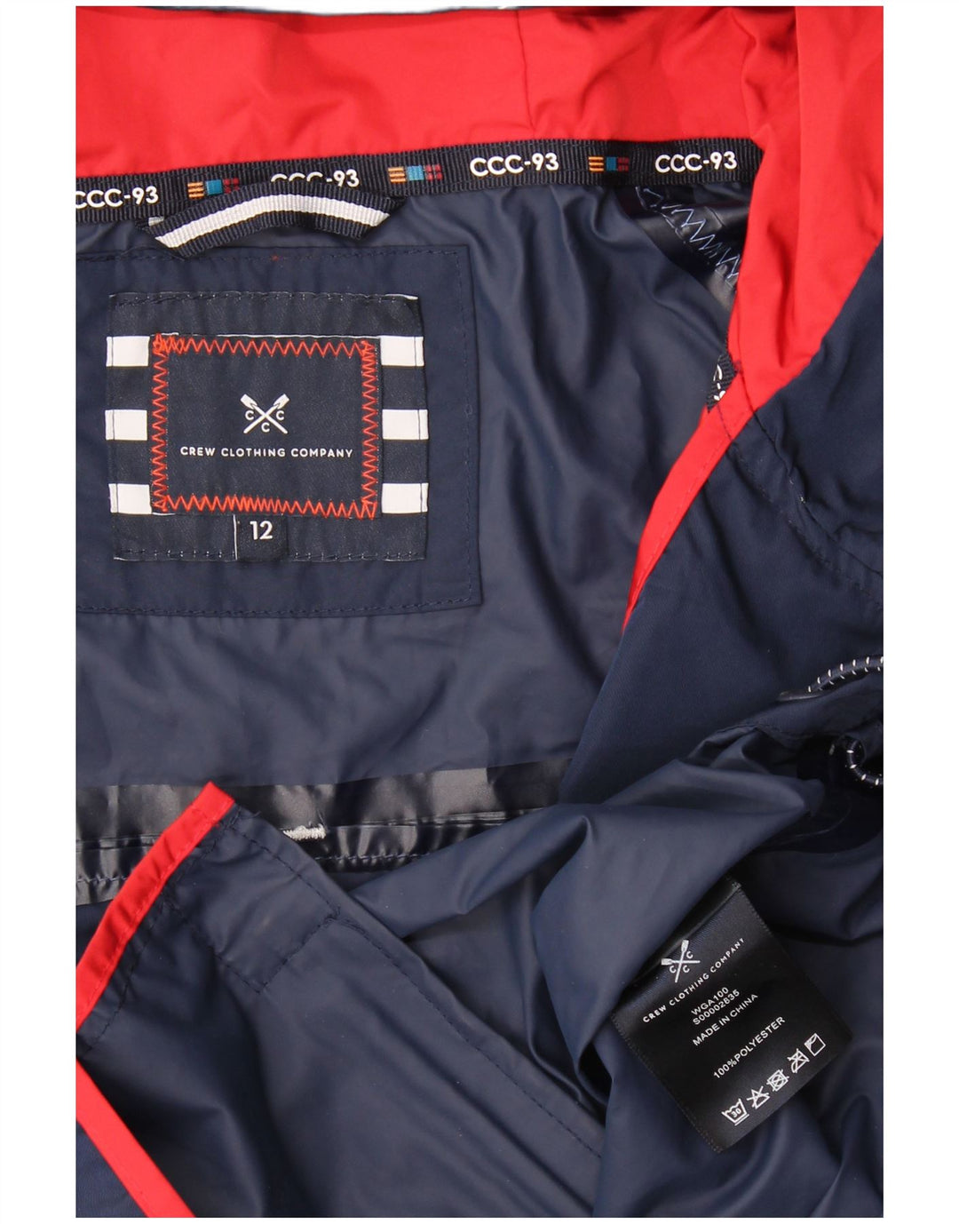 Crew Clothing Женская дождевик с графическим рисунком UK 12, средний темно-синий с цветными блоками