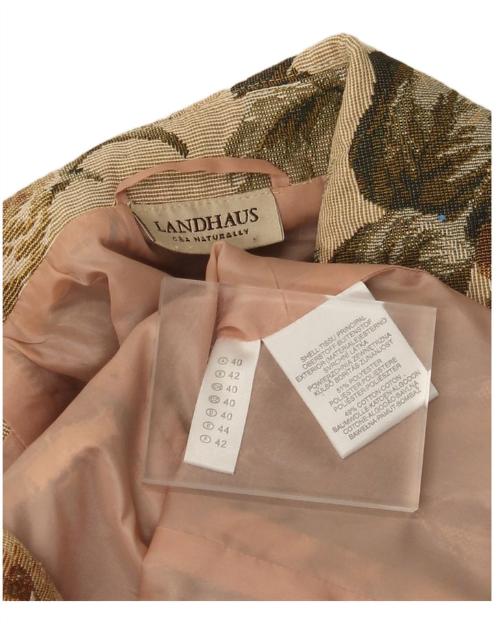 Женский пиджак Landhaus с полной молнией EU 40, средний бежевый, полиэстер с цветочным принтом