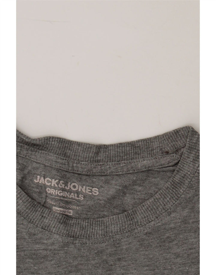JACK & JONES Mens Regular Fit T-Shirt Top Medium Grey Cotton Vintage Jack & Jones and Second-Hand Jack & Jones from Messina Hembry 