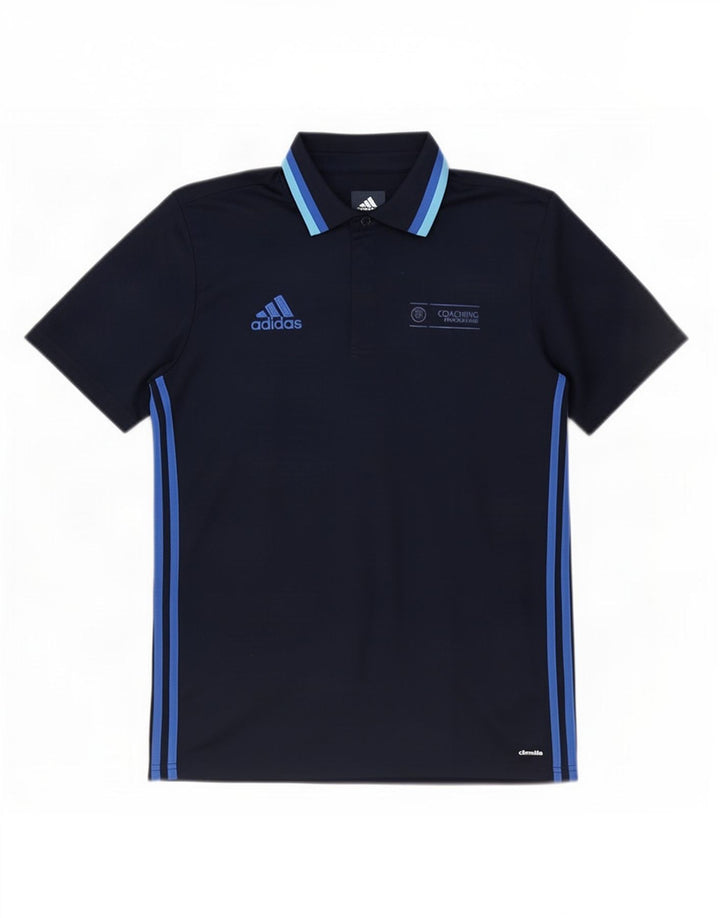 Мужская рубашка-поло Adidas Climalite, средний темно-синий в полоску из полиэстера