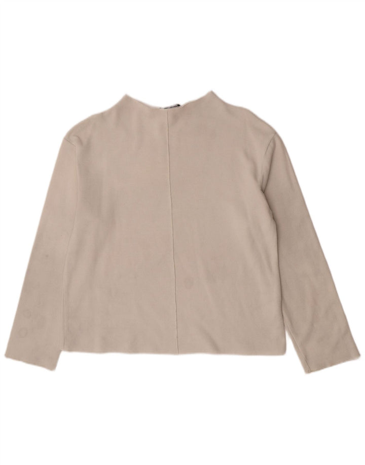 Женский топ Zara с длинным рукавом UK 14, средний белый хлопок