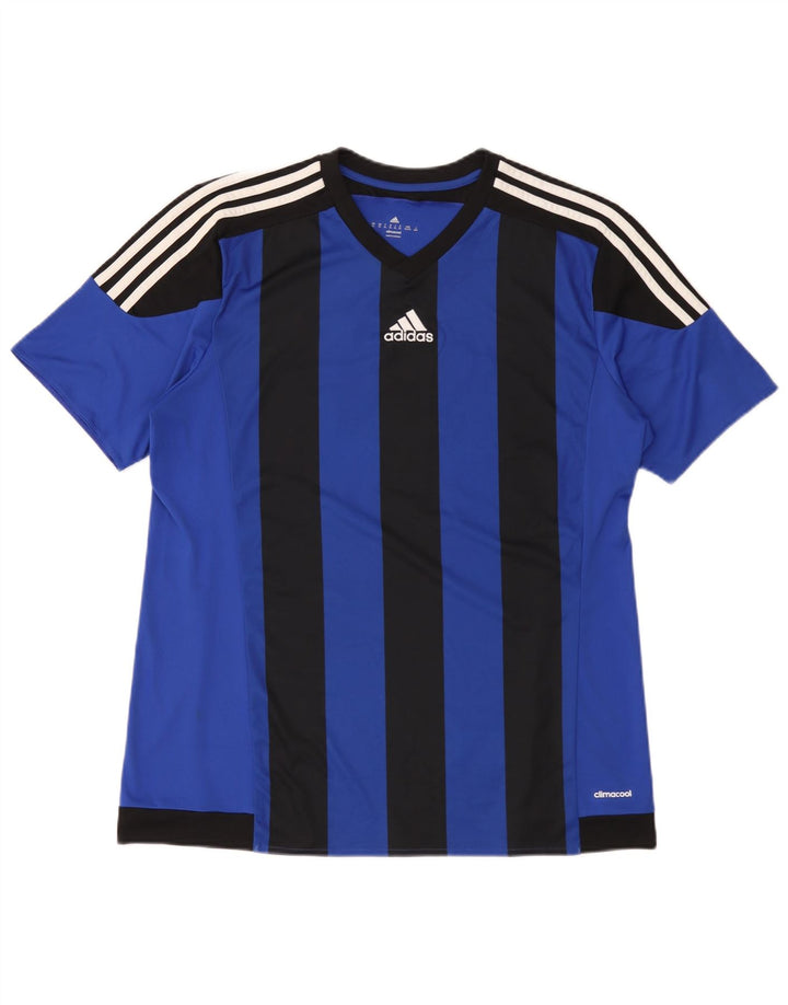 Мужская футболка Adidas Climacool с рисунком, верх XL, синяя, полиэстер с цветными блоками