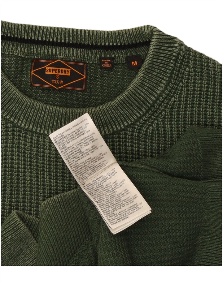 Мужской джемпер с круглым вырезом Superdry, хлопковый свитер среднего зеленого цвета