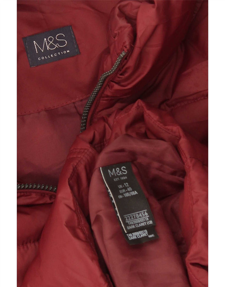 Женская утепленная куртка с капюшоном Marks & Spencer UK 12, средний бордовый полиэстер