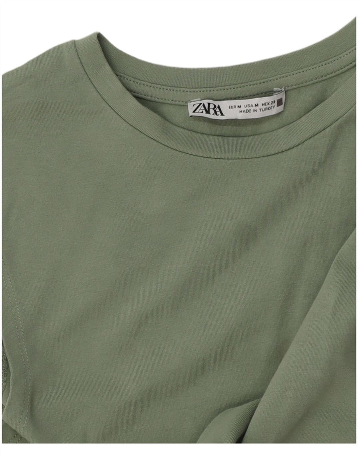 Женский укороченный жилет Zara UK 12, средний зеленый