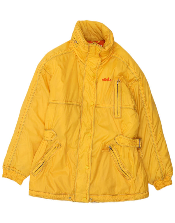 Женская лыжная куртка Ellesse Oversized с капюшоном UK 14, большая желтая с цветными блоками