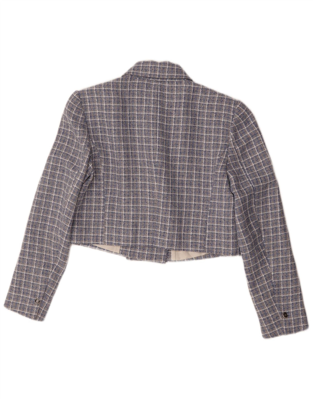 Женский укороченный двубортный пиджак Zara UK 14, средний синий в клетку