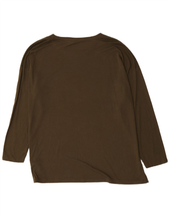 Женский оверсайз-топ с длинными рукавами Marks & Spencer UK 18 XL цвета хаки
