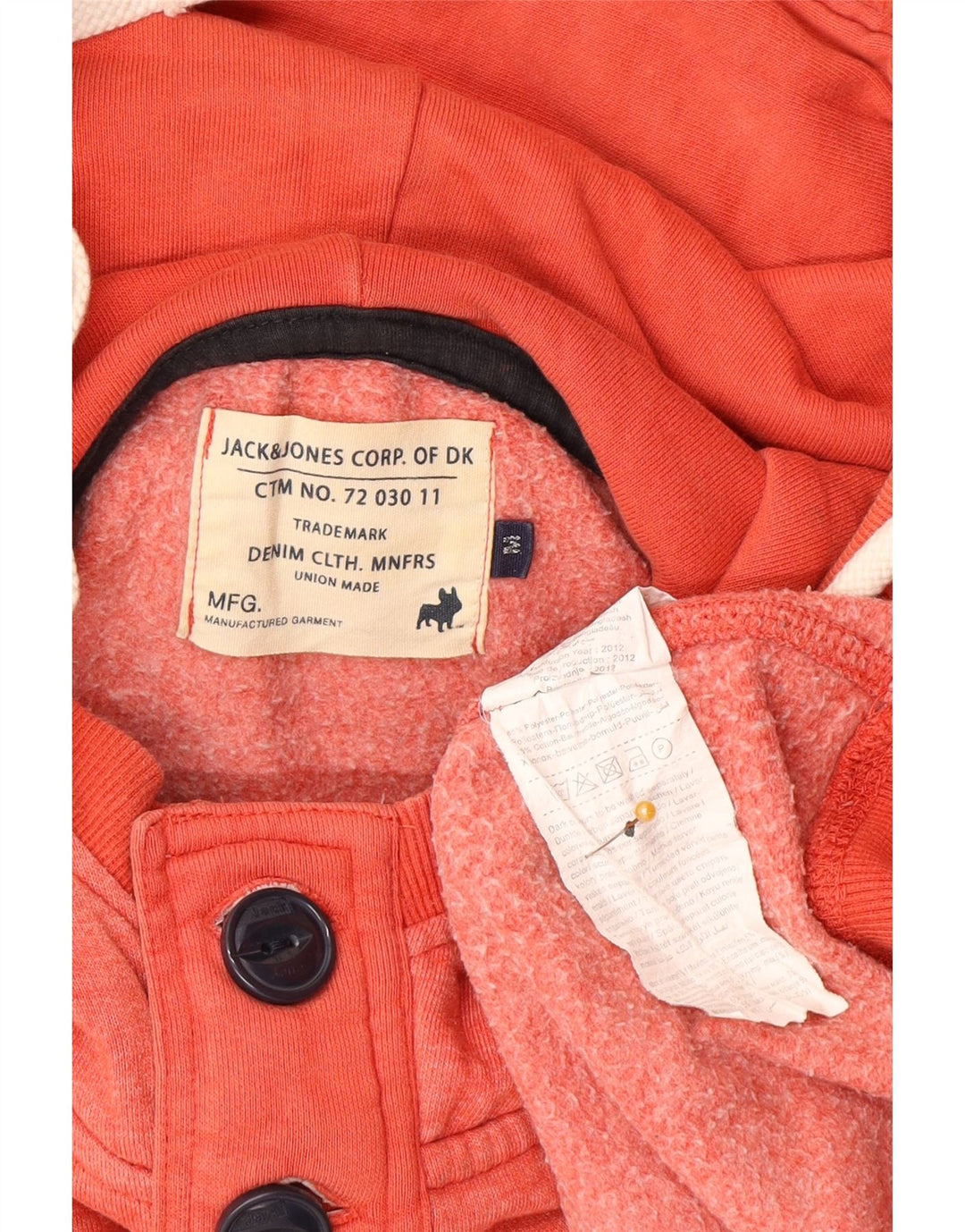Мужской джемпер с капюшоном и пуговицами Jack & Jones, средний красный полиэстер