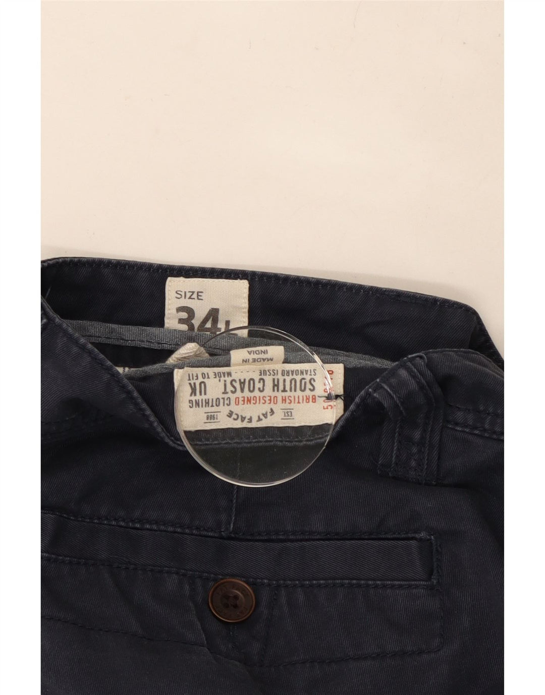 FAT FACE Мужские узкие брюки-чиносы W34 L34 Темно-синие хлопковые