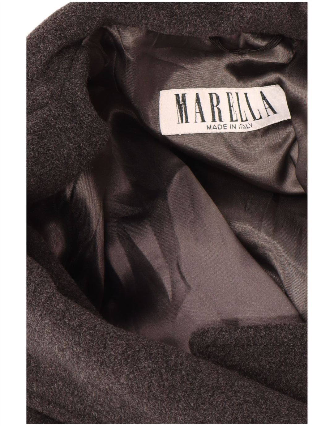 Женское двубортное пальто MARELLA UK 14, большой размер, серое из натуральной шерсти