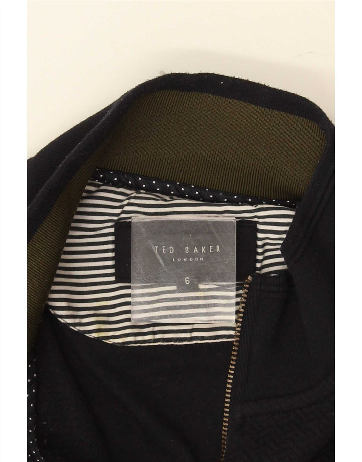 Мужской джемпер с воротником на молнии Ted Baker, размер 6, 2XL, темно-синий