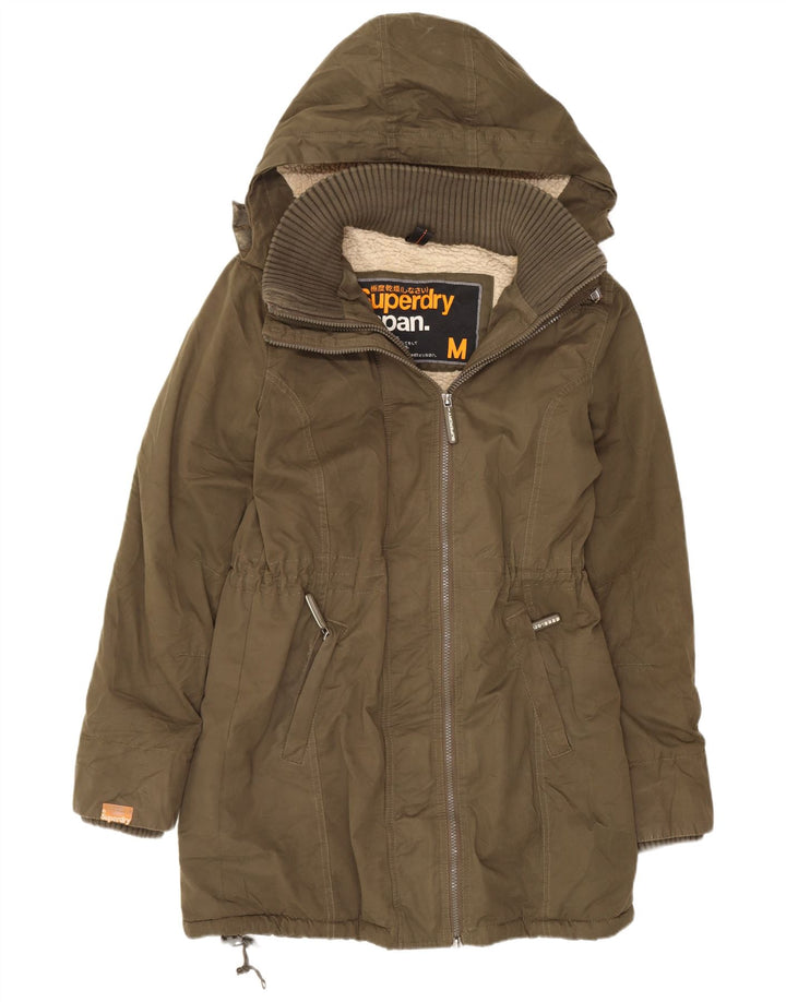 Женская парка Superdry с капюшоном UK 14, средний цвет хаки, полиэстер