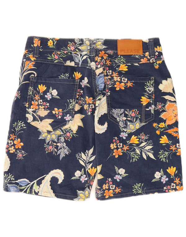 Пожалуйста, женские повседневные шорты, большие W32, темно-синие, хлопковые с цветочным принтом