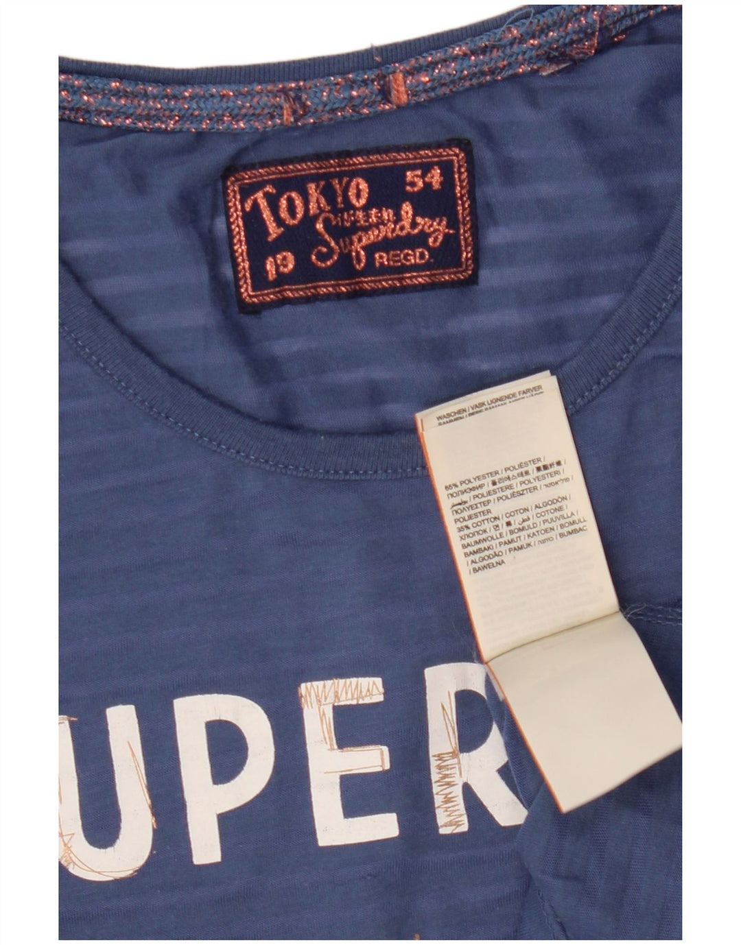 Женская футболка с рисунком Superdry Top UK 10, маленький синий полиэстер