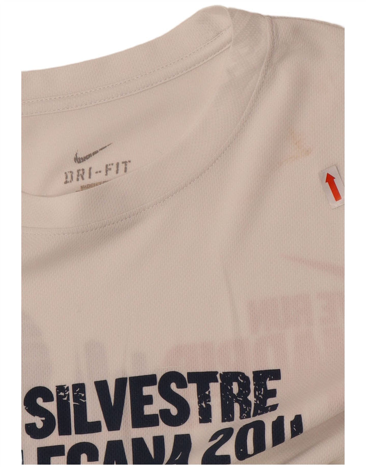 Мужской топ с графическим рисунком Nike Dri Fit, средний белый цвет с длинными рукавами