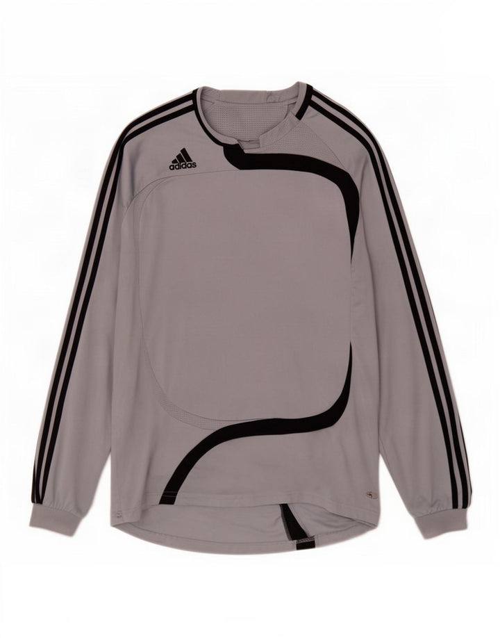 Мужской топ Adidas с длинным рукавом XL, серый полиэстер с цветными блоками