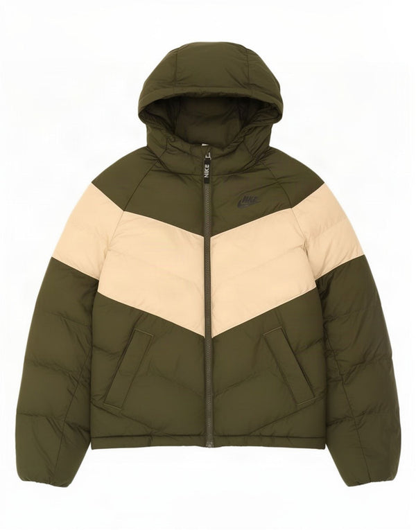 Утепленная куртка с капюшоном Nike для мальчиков 12–13 лет, большая зеленая цветная блокировка