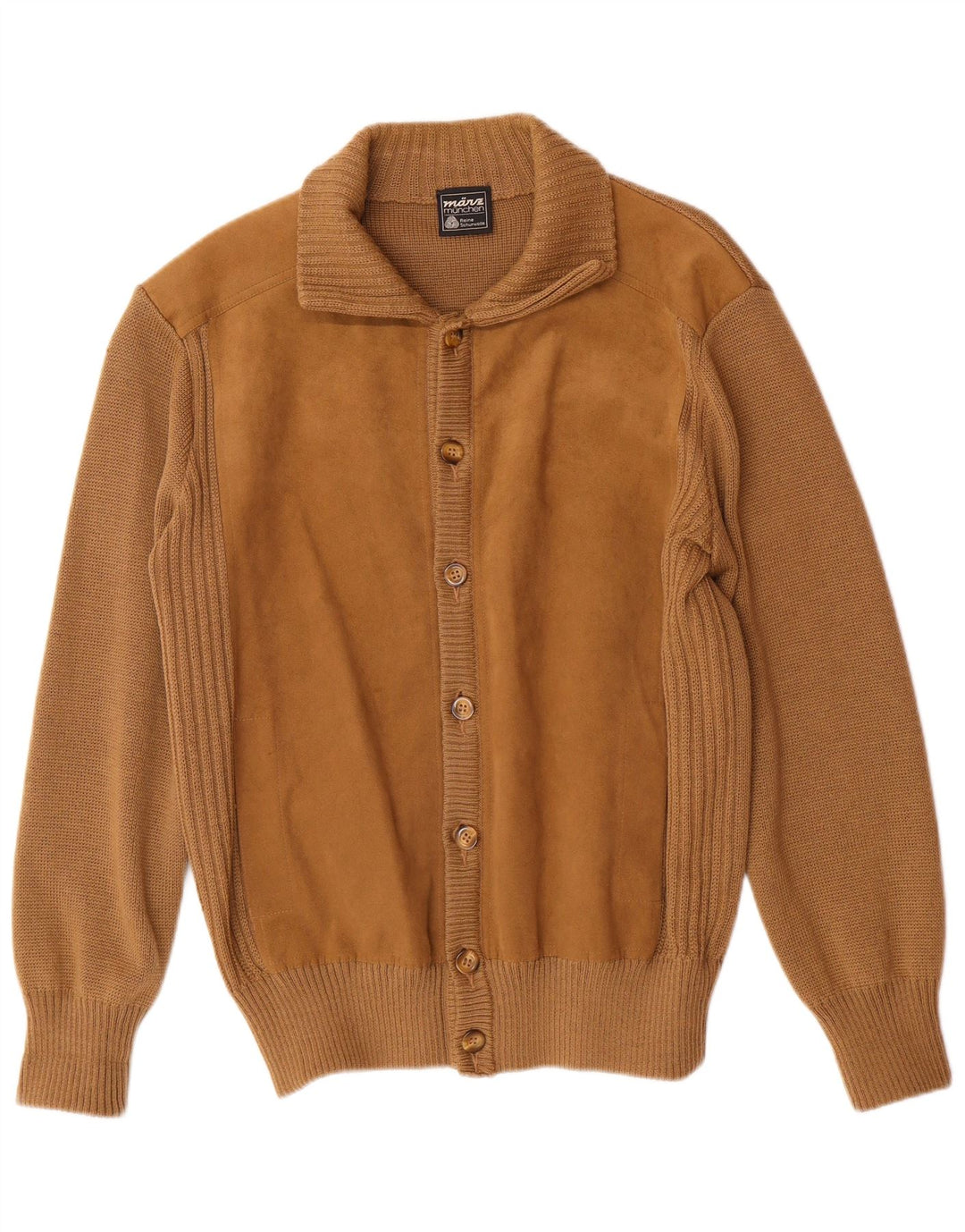 VINTAGE Мужской кардиган-свитер IT 54 XL Коричневый Шерстяной