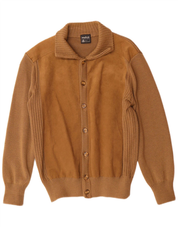 VINTAGE Мужской кардиган-свитер IT 54 XL Коричневый Шерстяной