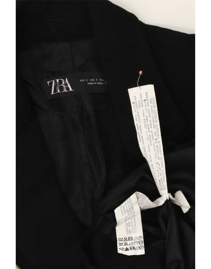 Женский двубортный пиджак Zara UK 10, маленький черный полиэстер