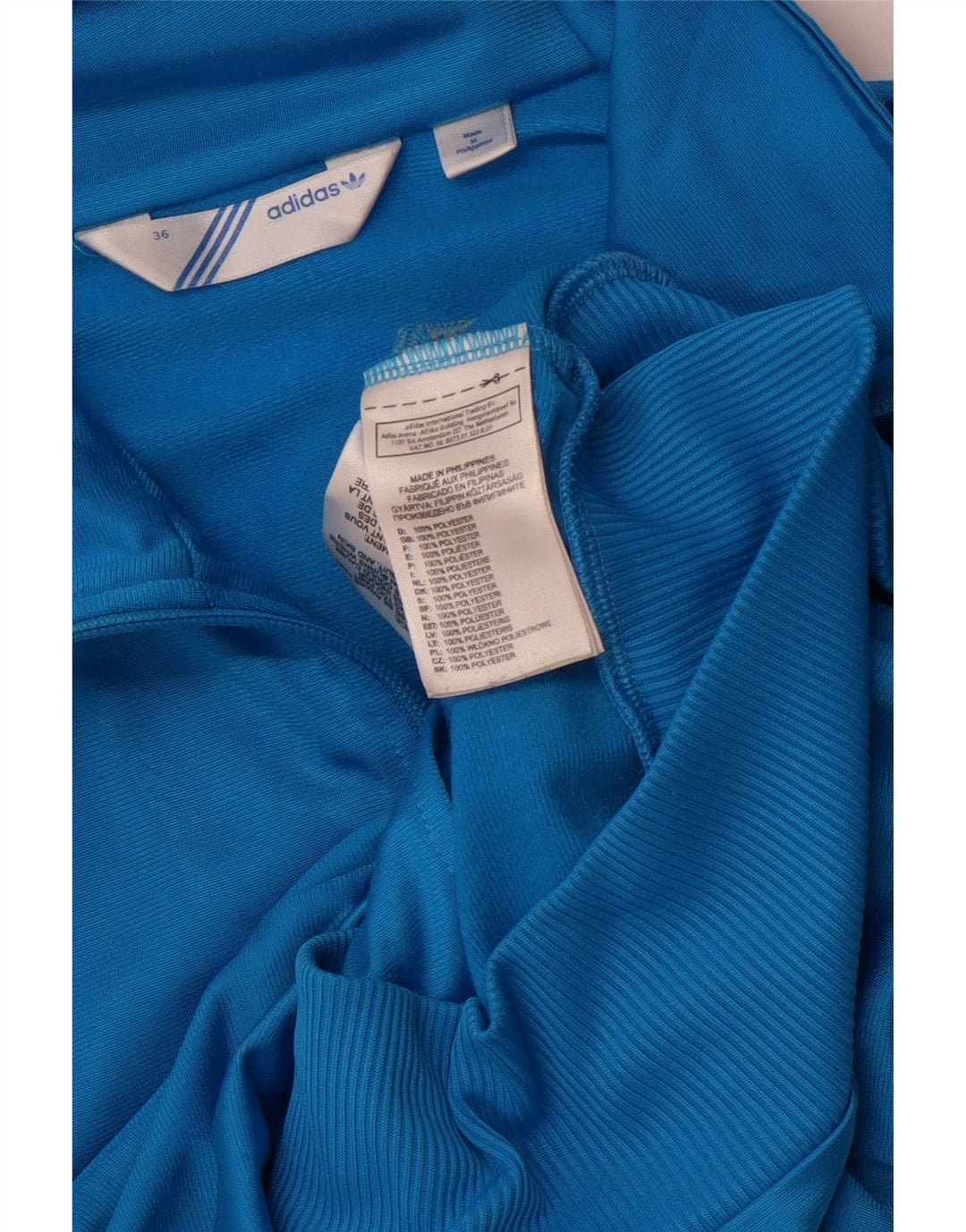 Женский спортивный костюм Adidas с графическим рисунком, верхняя куртка EU 36, маленький синий полиэстер