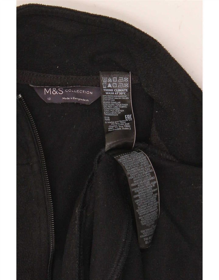 Женская флисовая куртка Marks & Spencer UK 12, средний черный полиэстер