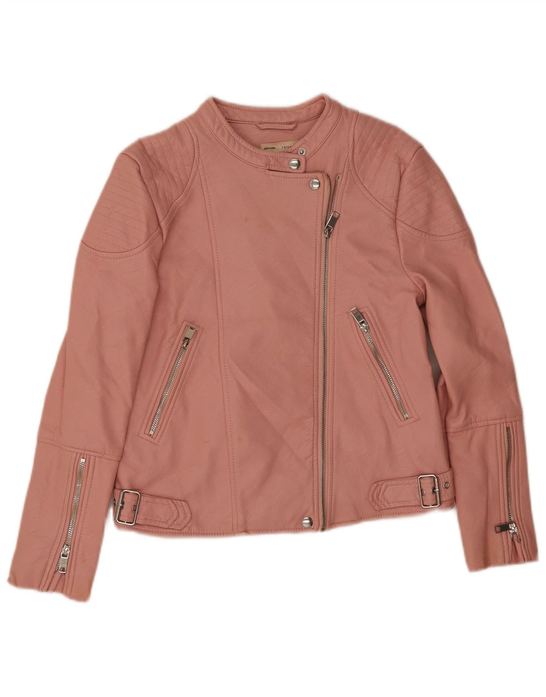 Куртка Zara из искусственной кожи для девочек 13–14 лет, розовая, полиэстер