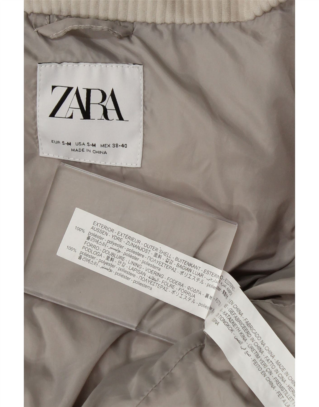ZARA Mens Corduroy Padded Jacket UK 36 Small Grey Polyester Vintage Zara and Second-Hand Zara from Messina Hembry 
