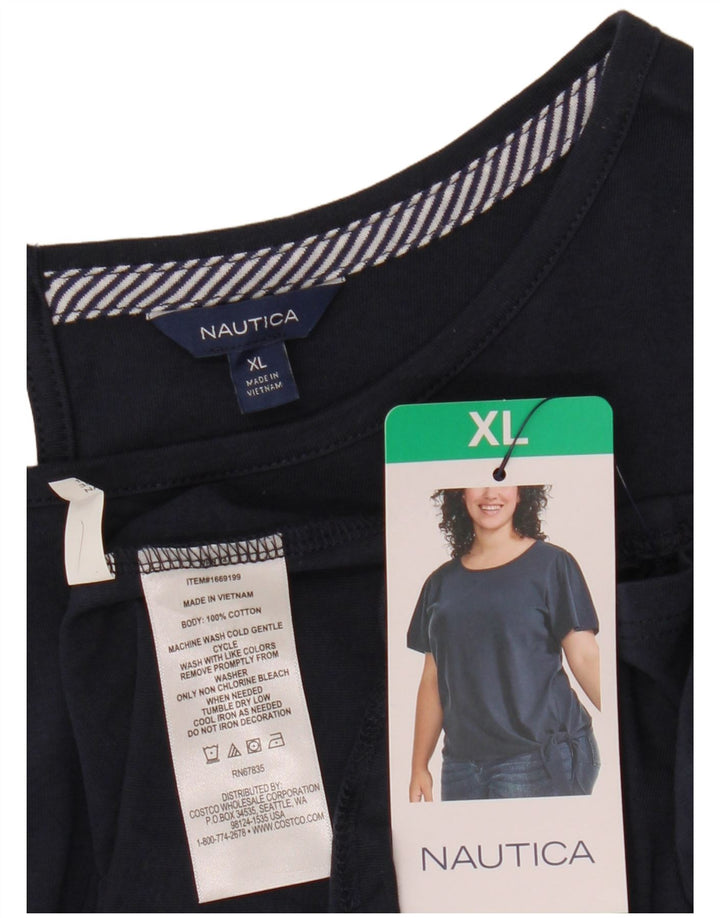 Женская блузка с завязками спереди NAUTICA, топ UK 18 XL, темно-синий, хлопок