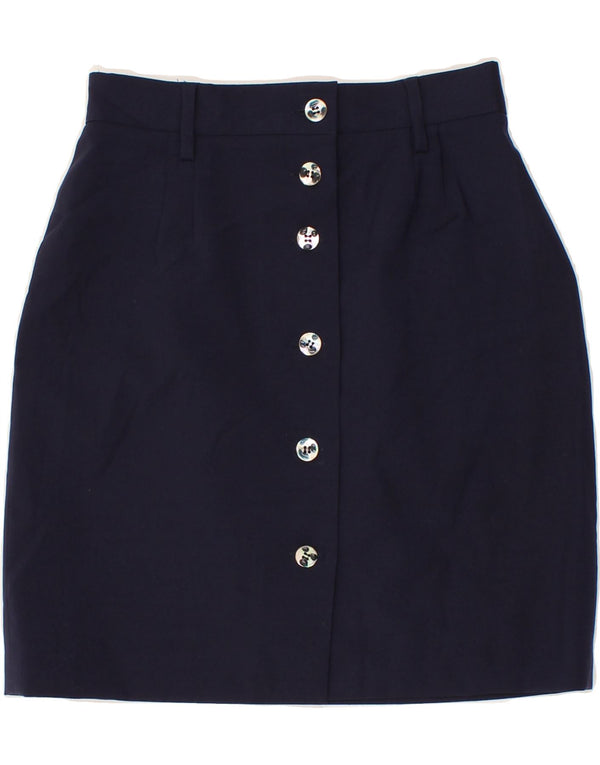 SEVENTY Womens High Waist Straight Skirt IT 42 Medium W27 Navy Blue Wool