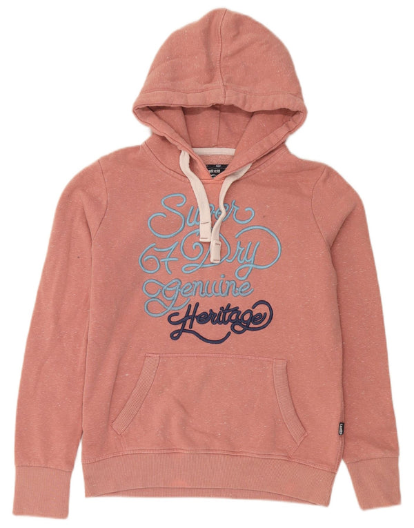 Женский джемпер с капюшоном Superdry UK 12, хлопок среднего розового цвета с крапинками