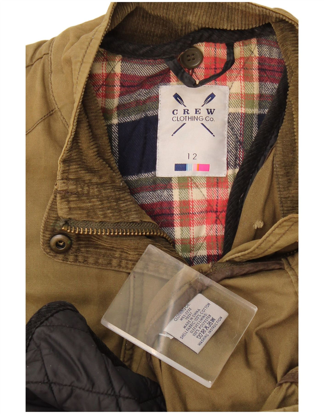 Женская универсальная куртка Crew Clothing UK 12, хлопок среднего цвета хаки