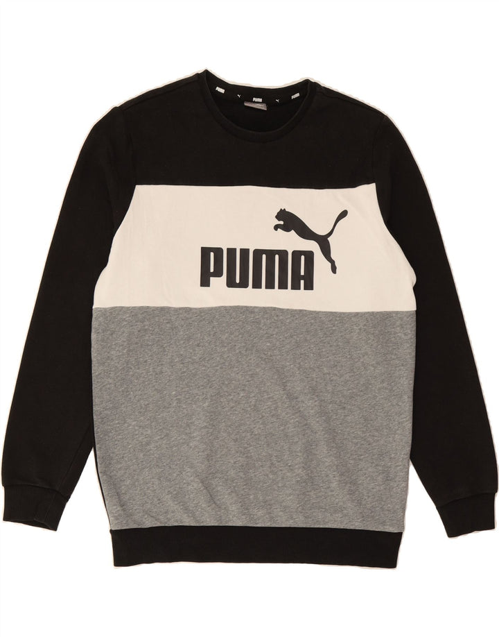 PUMA Mens Graphic Sweatshirt Jumper Medium Multicoloured Colourblock Vintage Puma and Second-Hand Puma from Messina Hembry 