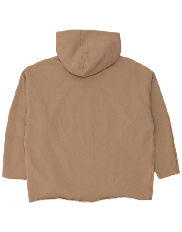 Женский джемпер с капюшоном оверсайз Zara UK 10, маленький размер, бежевый хлопок