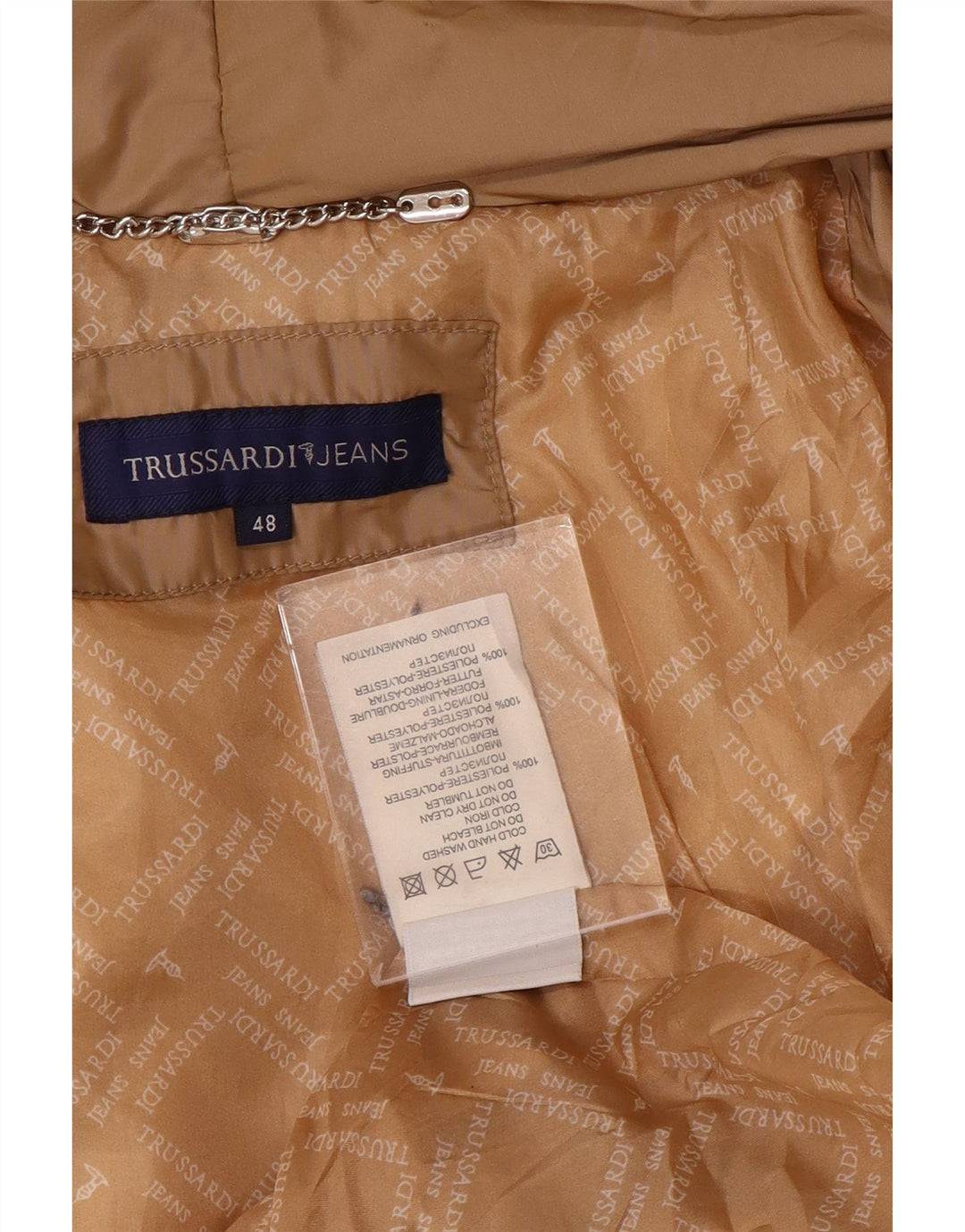 TRUSSARDI JEANS Женская стеганая куртка IT 48 XL Бежевый Полиэстер