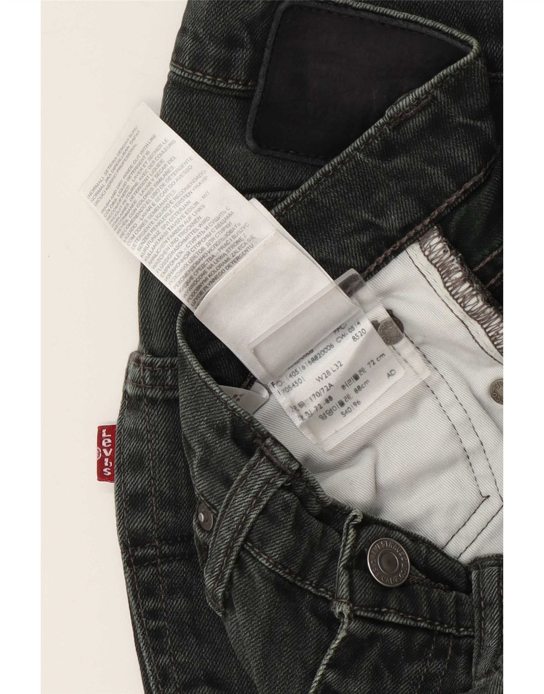 Женские узкие джинсы Levi's W28 L32, зеленый хлопок