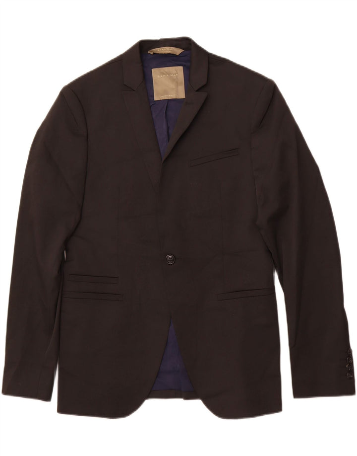 ZARA Mens 1 Button Blazer Jacket EU 40 Medium Black
