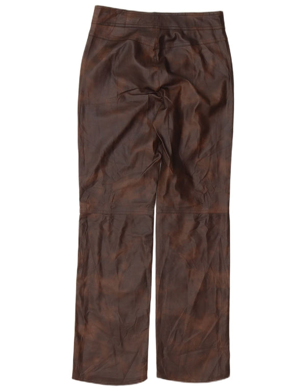 Женские прямые брюки из искусственной кожи Zara XS W24 L30 коричневые из полихлорида