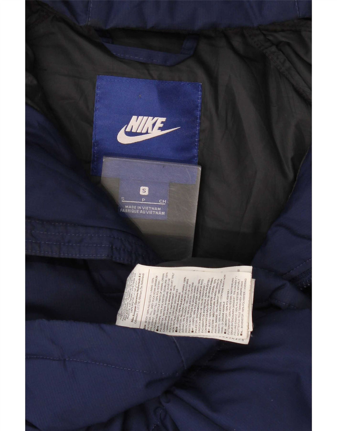 Мужская утепленная куртка с капюшоном Nike UK 36, маленькая, темно-синяя, полиэстер