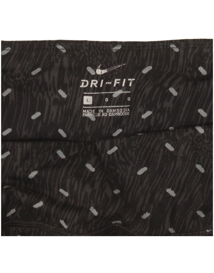Женские леггинсы Nike Dri Fit UK 14, большие черные пятнистые