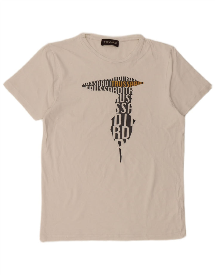 TRUSSARDI Женская футболка с рисунком Top UK 18 XL, белый хлопок