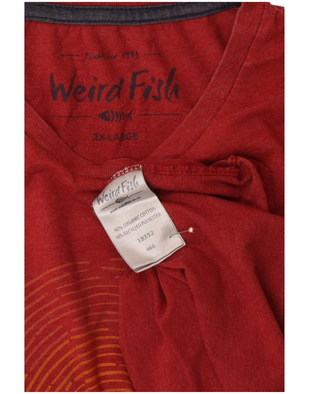 Мужская футболка с рисунком WEIRD FISH, 2XL, красный хлопок