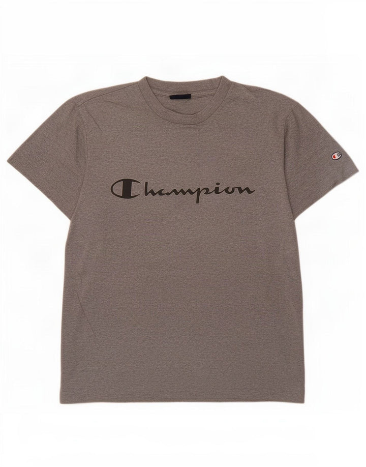 Мужская футболка с рисунком Champion, маленький серый хлопковый топ
