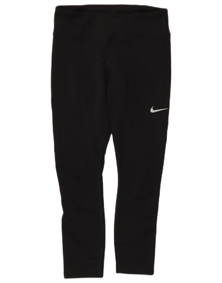 Женские укороченные леггинсы Nike Dri Fit UK 12, средний черный полиэстер